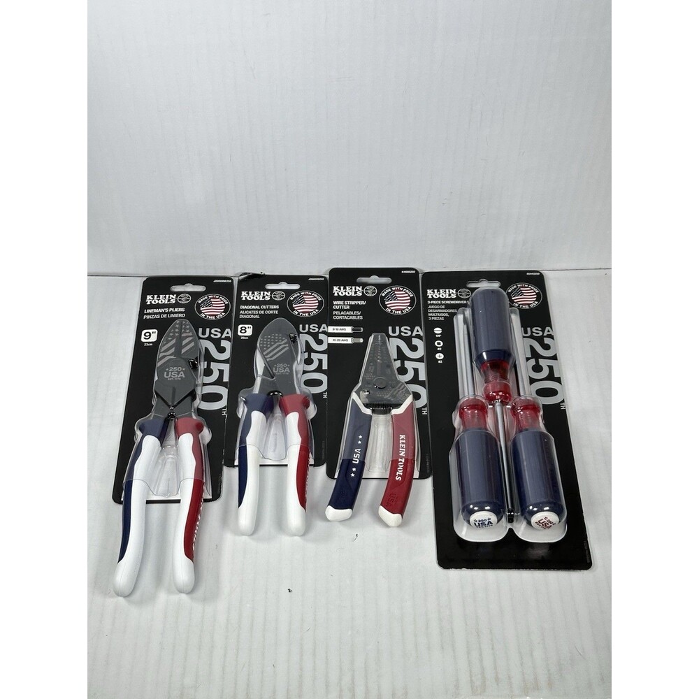 Klein Tools LIMITED EDITION USA 250th Anniversary Full 4 Pc Set NEW
